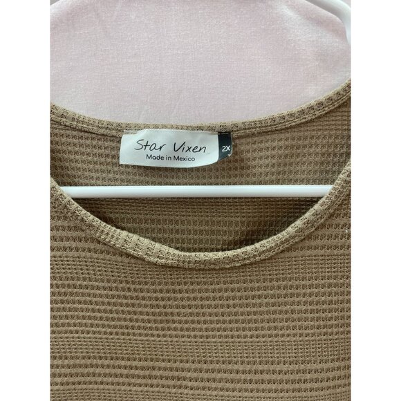 Star Vixen 2x Beige Texture 3/4in Sleeve Pull-Over Shirt - Picture 3 of 3